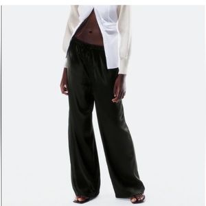 Zara satin drawstring wide leg pants